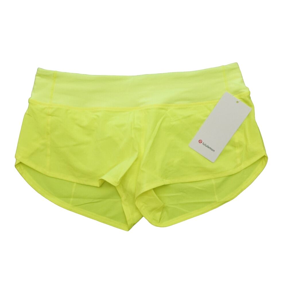 Lululemon Speed Up LR Low Rise Shorts 2.5” Lined HIYE Neon Yellow Size 8